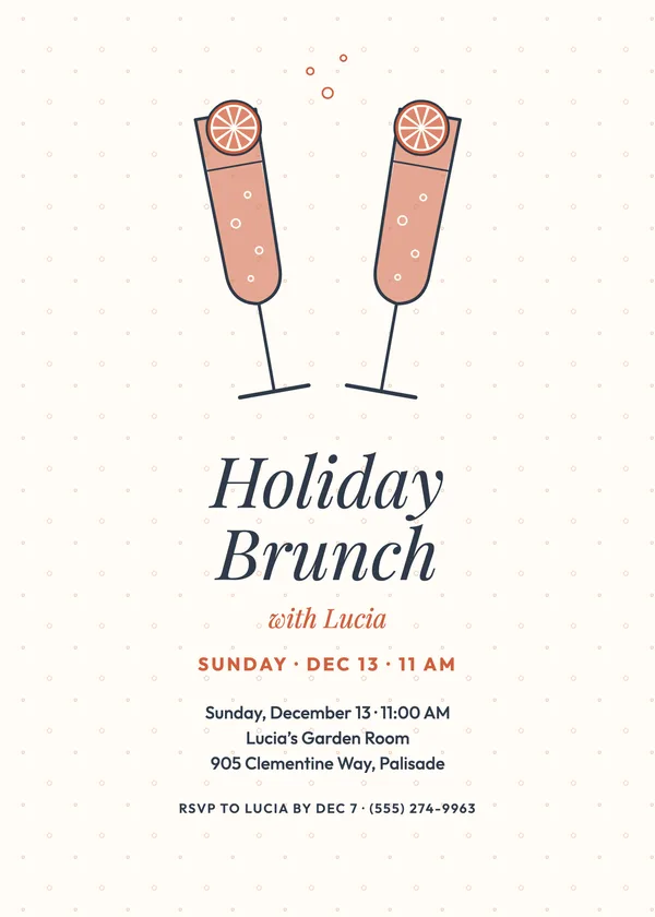 Mimosa Toast — Holiday Brunch Christmas party invitation
