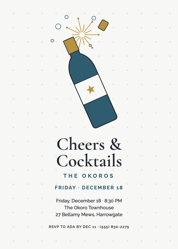 Pop the Cork — Cocktail Party Christmas party invitation