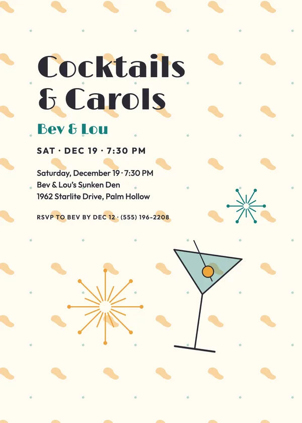 Retro Lounge — Cocktail Party Christmas party invitation