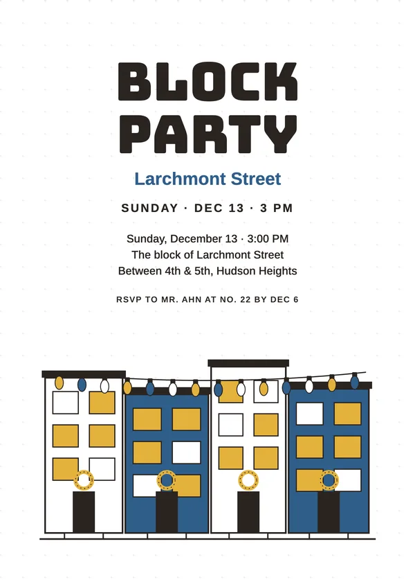 Brownstones — Neighborhood Party Christmas party invitation