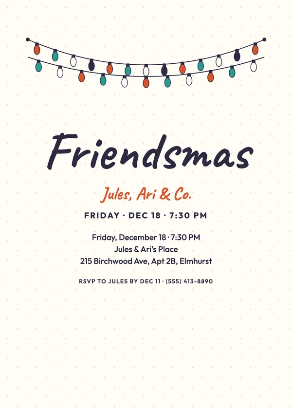 String Lights — Friendsmas Christmas party invitation