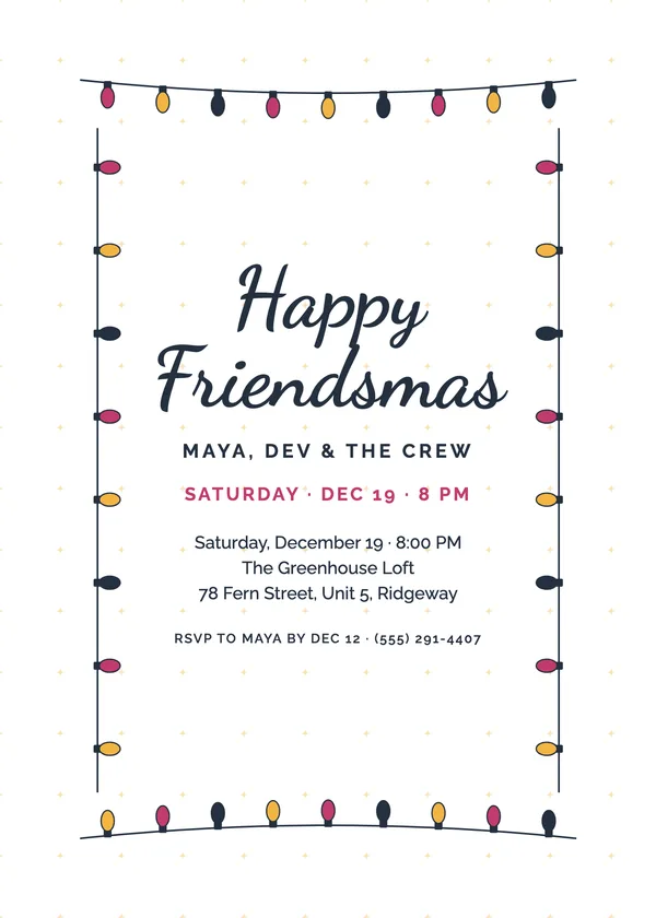 Light Frame — Friendsmas Christmas party invitation