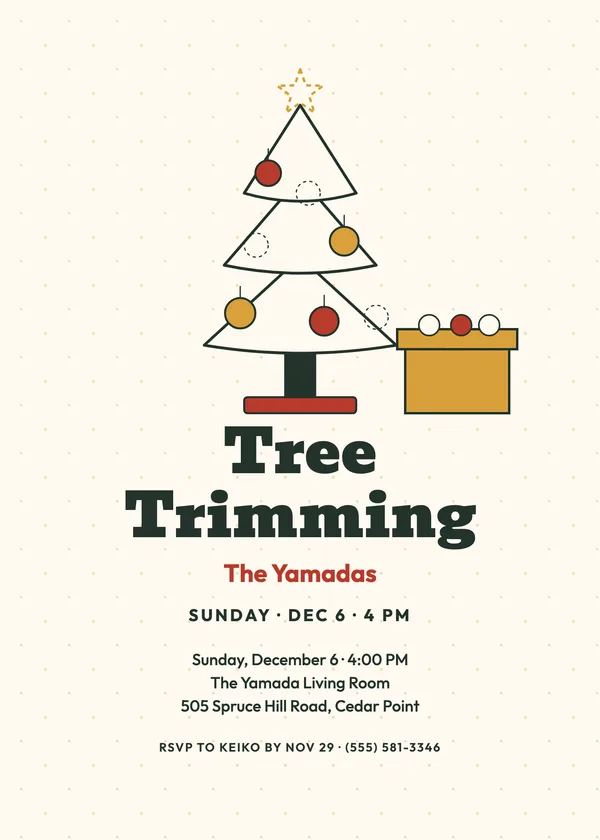 Bare Tree — Tree Trimming Christmas party invitation
