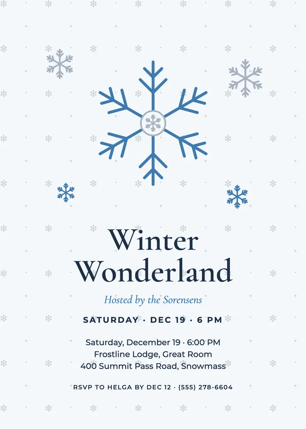 Snowfall — Winter Wonderland Christmas party invitation
