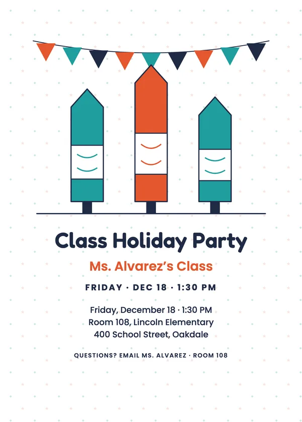 Crayon Trees — Classroom Party Christmas party invitation
