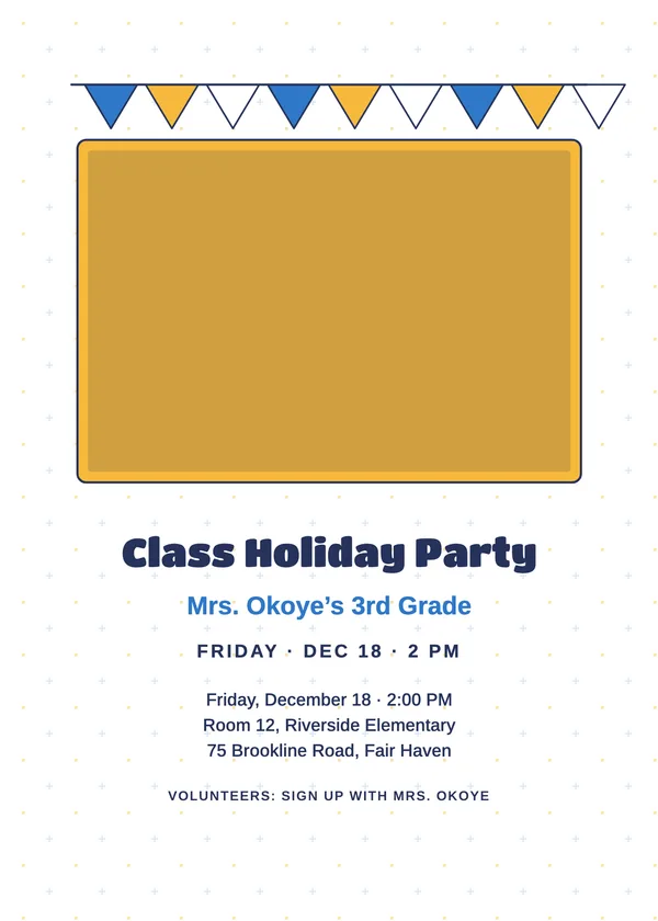 Class Photo — Classroom Party Christmas party invitation with a photo window