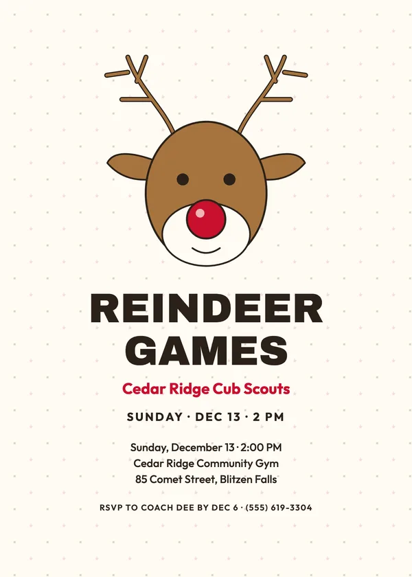 Reindeer Face — Reindeer Games Christmas party invitation