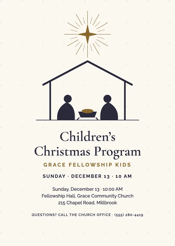 Stable Star — Church & Sunday School Christmas party invitation