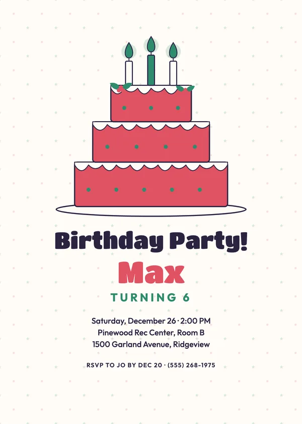 Holly Cake — Christmas Birthday Christmas party invitation