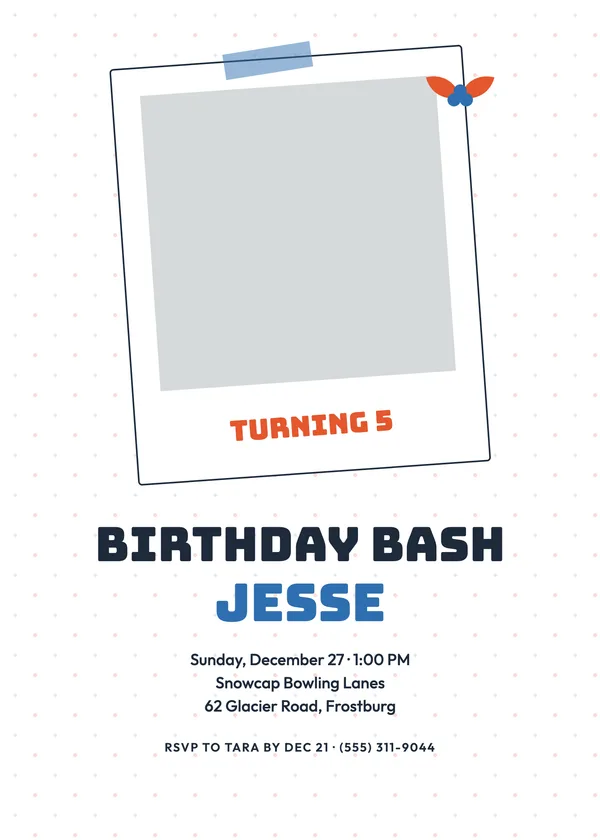 Instant Birthday — Christmas Birthday Christmas party invitation with a photo window
