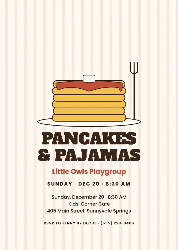 Pancake Stack — Pancakes & Pajamas Christmas party invitation