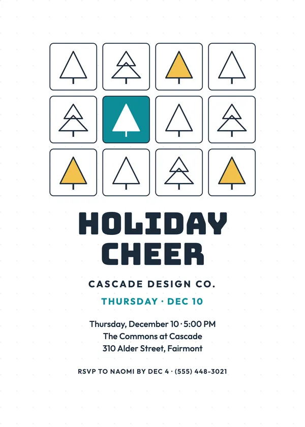 Tree Tiles — Modern Holiday Cheer Christmas party invitation