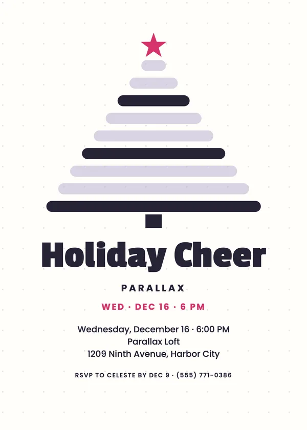 Striped Tree — Modern Holiday Cheer Christmas party invitation