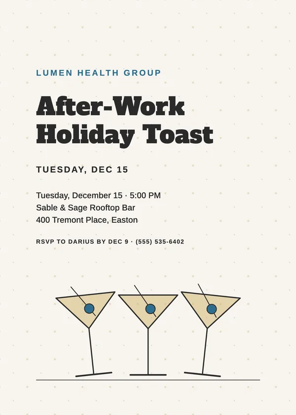 Martini Row — Team Toast Christmas party invitation
