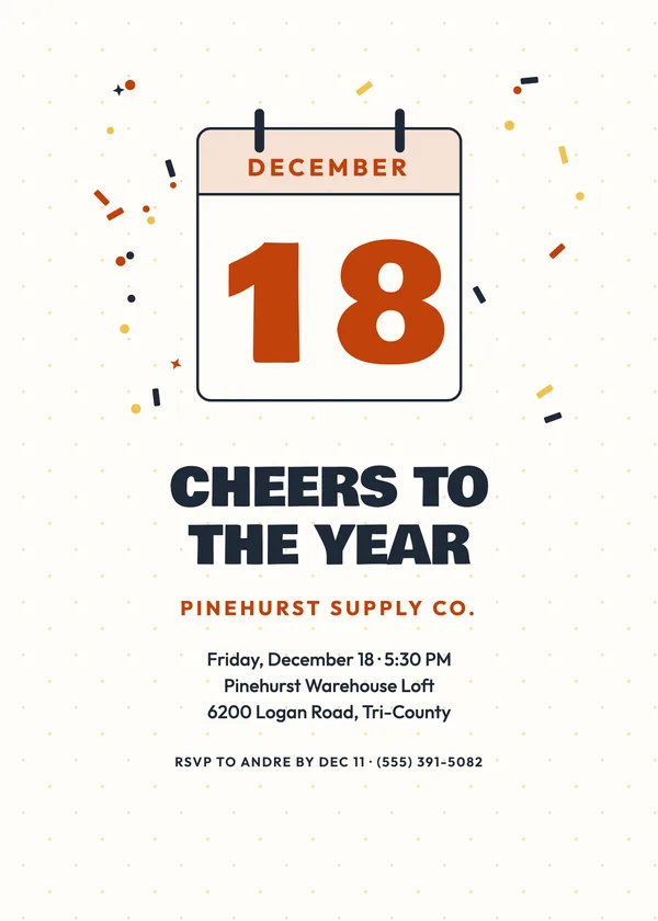 Calendar Page — Year-End Celebration Christmas party invitation