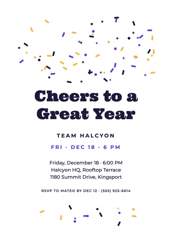 Confetti Fall — Year-End Celebration Christmas party invitation