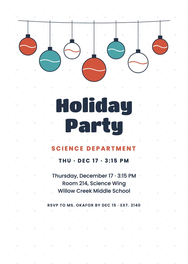 Ornament Row — Department Party Christmas party invitation