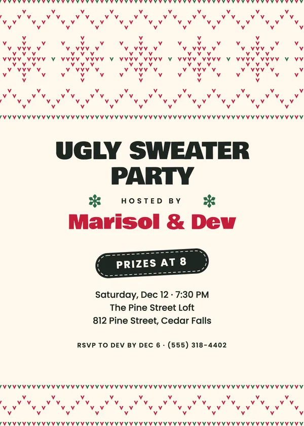Fair Isle — Ugly Sweater Christmas party invitation