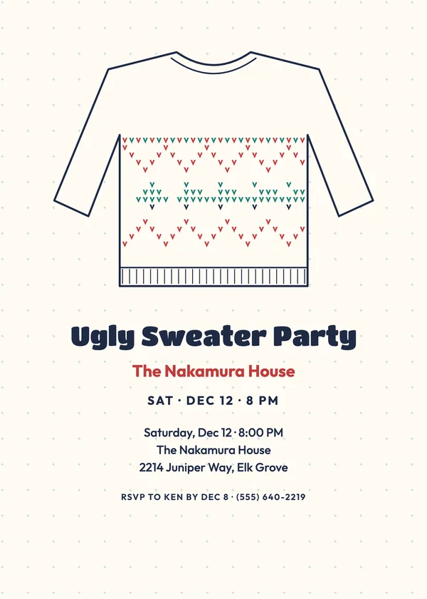 Sweater Silhouette — Ugly Sweater Christmas party invitation