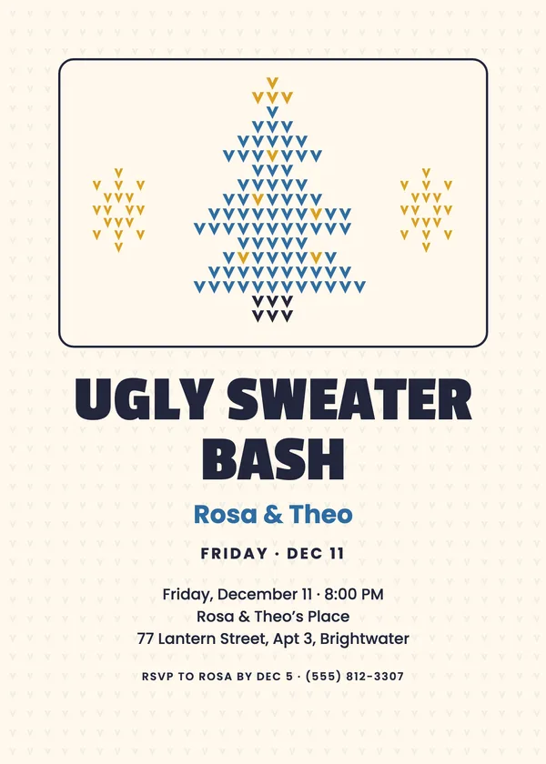 Pixel Tree — Ugly Sweater Christmas party invitation