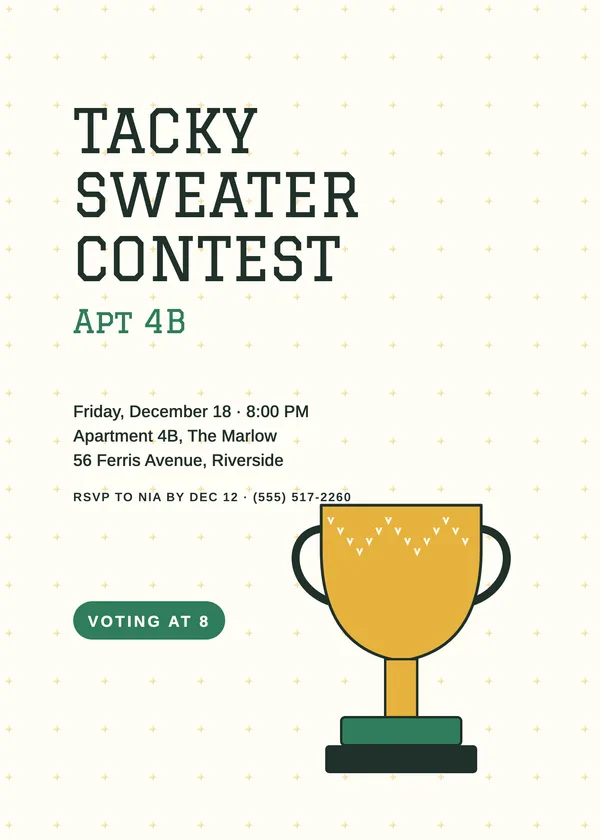 Trophy — Tacky Sweater Contest Christmas party invitation