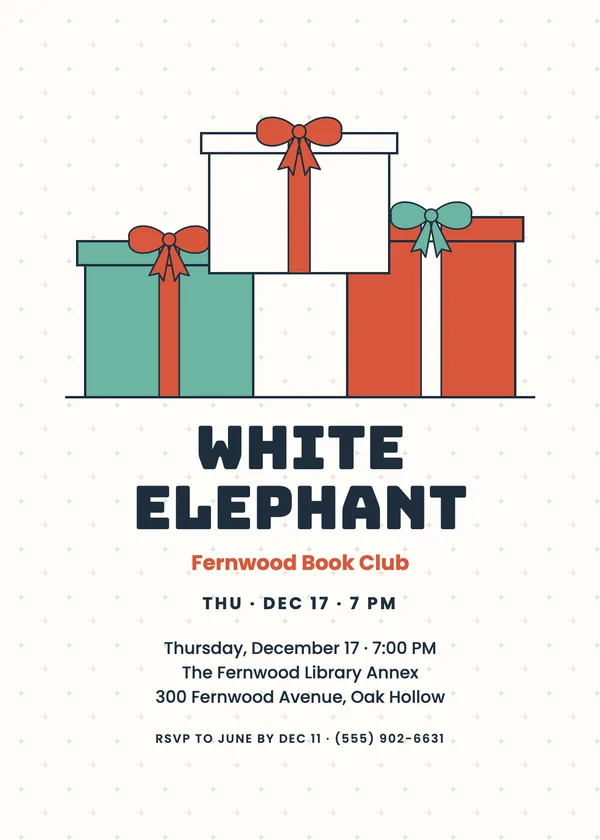 Gift Pile — White Elephant Christmas party invitation