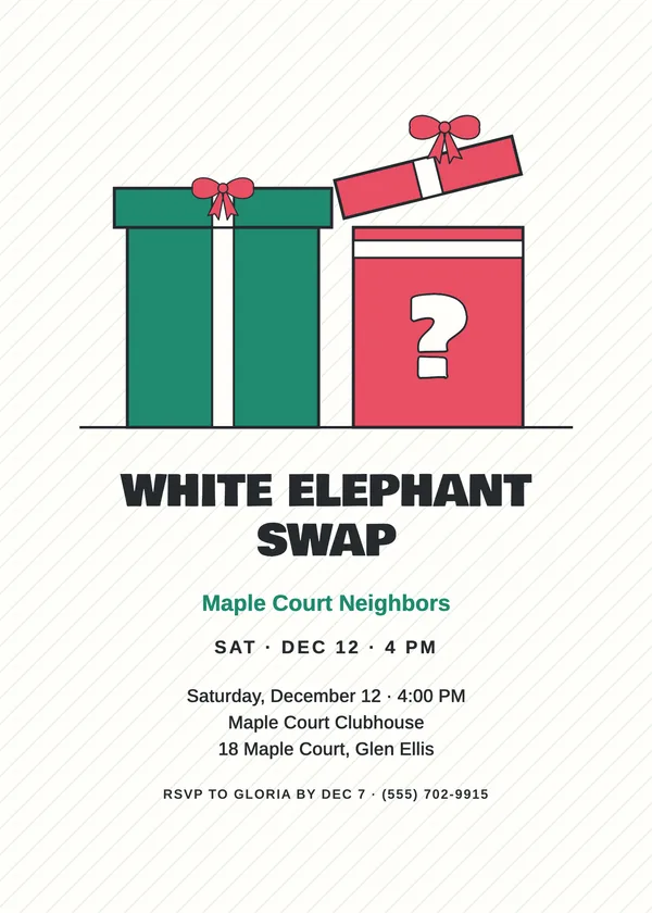 Mystery Box — White Elephant Christmas party invitation