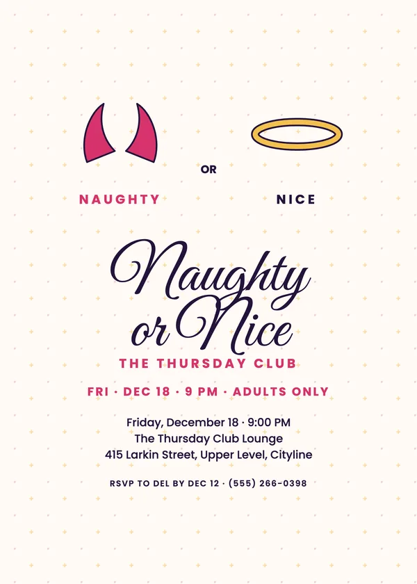 Halo & Horns — Naughty or Nice Christmas party invitation