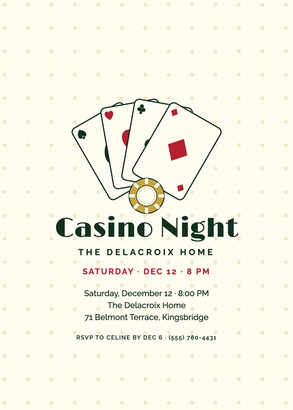 Royal Fan — Casino Night Christmas party invitation