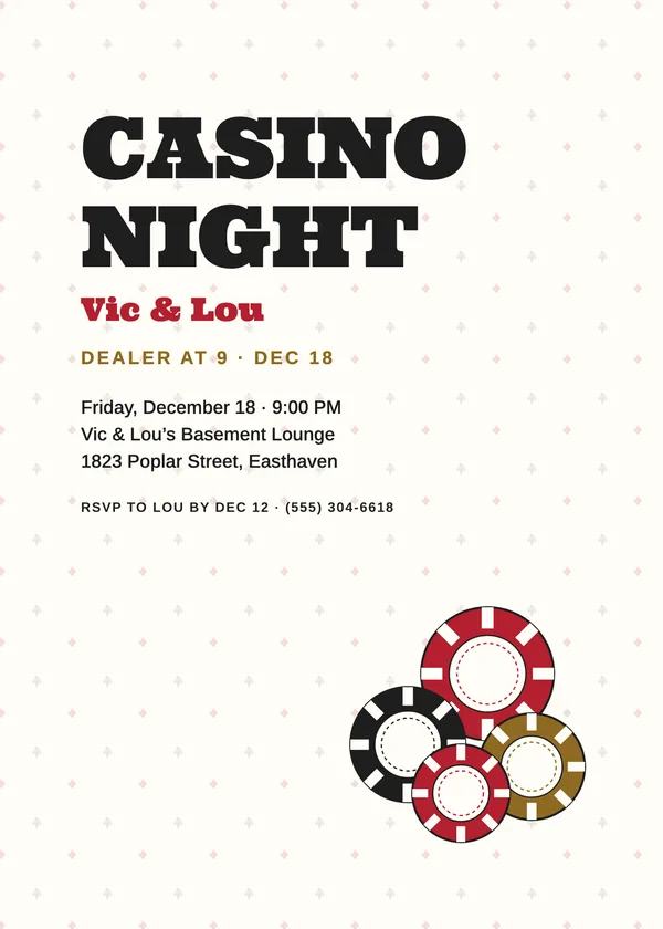 Chip Stack — Casino Night Christmas party invitation