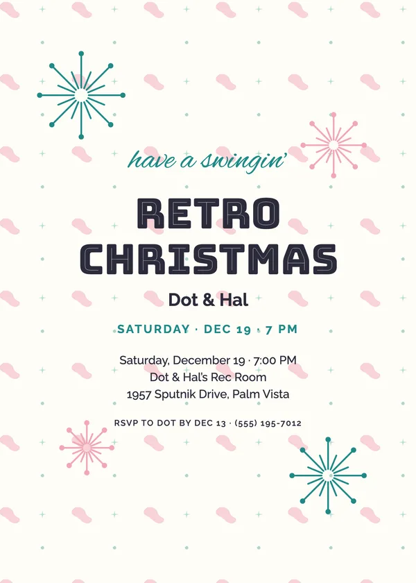 Atomic Starburst — Retro Kitsch Christmas party invitation