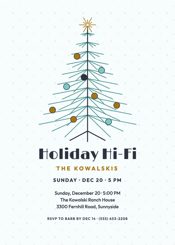 Aluminum Tree — Retro Kitsch Christmas party invitation