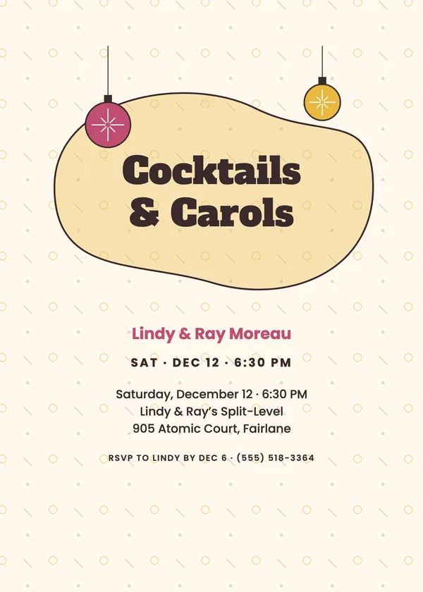 Kidney Table — Retro Kitsch Christmas party invitation