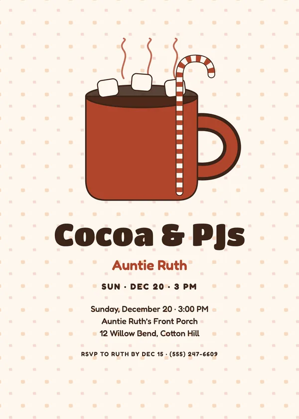 Marshmallow Mug — Cocoa & PJs Christmas party invitation
