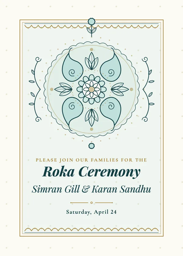 Roka Mehndi — Roka & Sangeet engagement invitation
