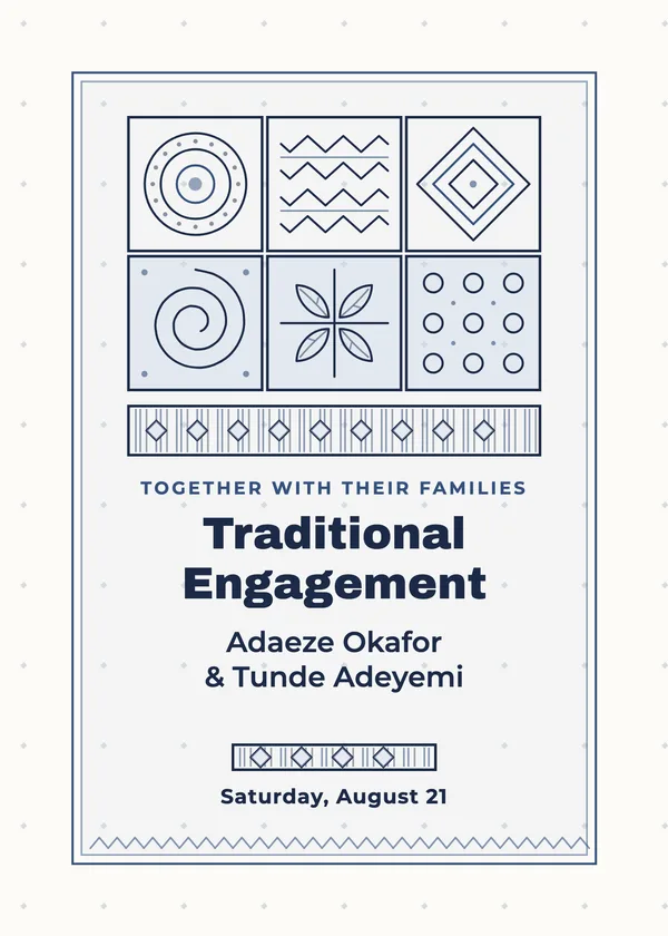 Adire Tiles — African Traditional Engagement engagement invitation