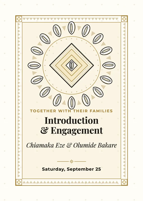 Cowrie Frame — African Traditional Engagement engagement invitation