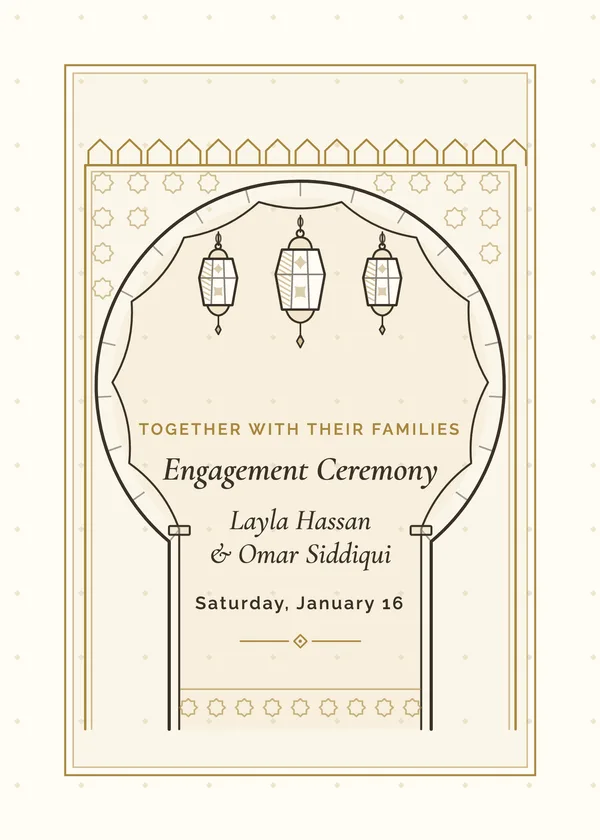 Moorish Arch — Arabesque & Lanterns engagement invitation