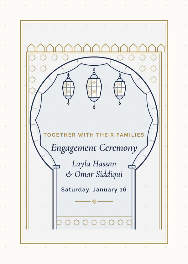 Moorish Arch — Arabesque & Lanterns engagement invitation