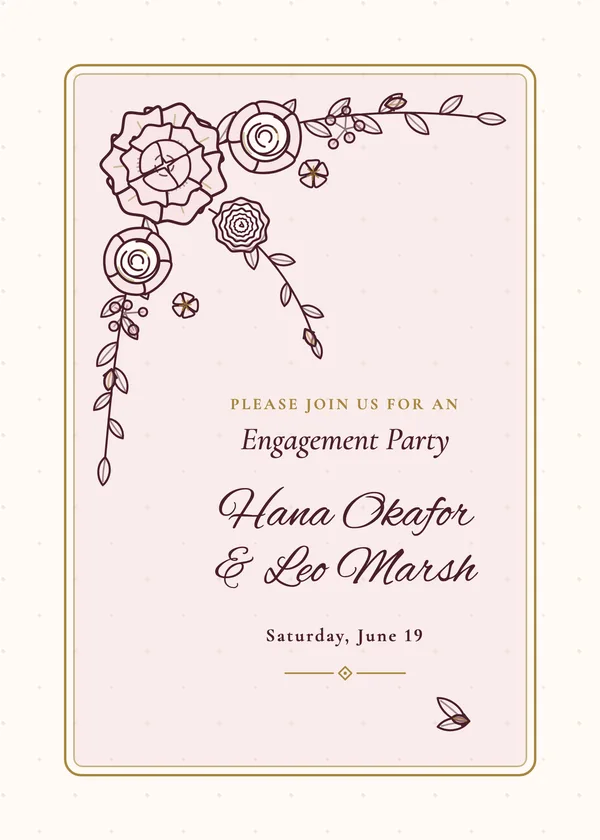 Corner Spray — Peonies & Garden Roses engagement invitation