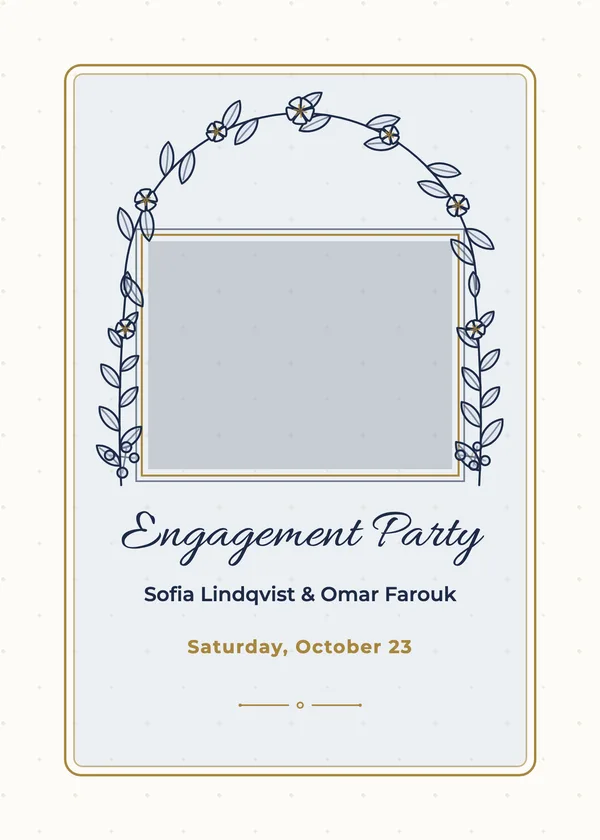 Greenery Arch Photo — Eucalyptus & Greenery engagement invitation with a photo window