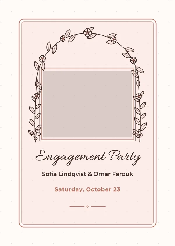 Greenery Arch Photo — Eucalyptus & Greenery engagement invitation with a photo window