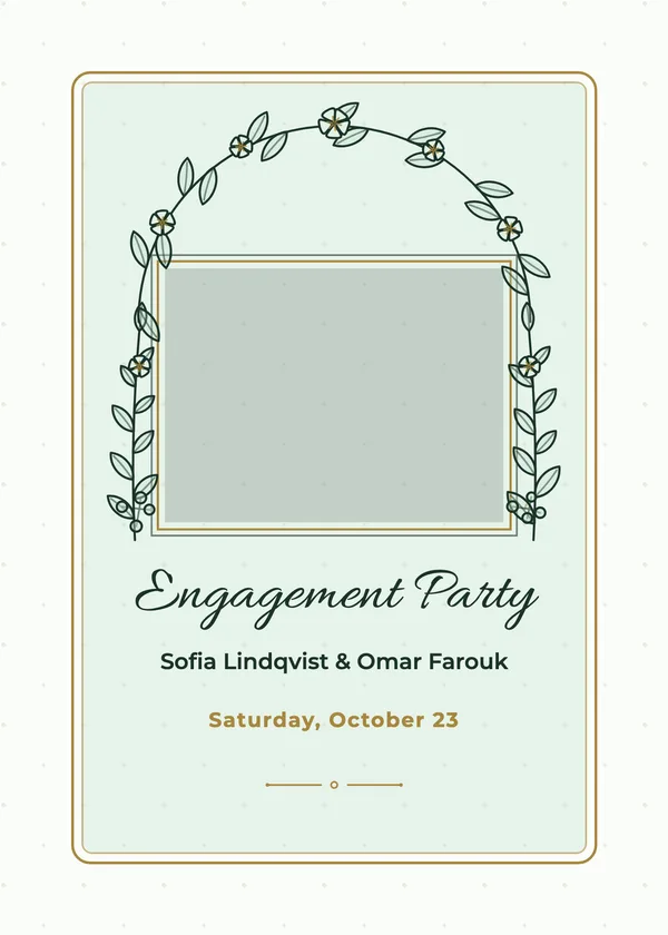 Greenery Arch Photo — Eucalyptus & Greenery engagement invitation with a photo window