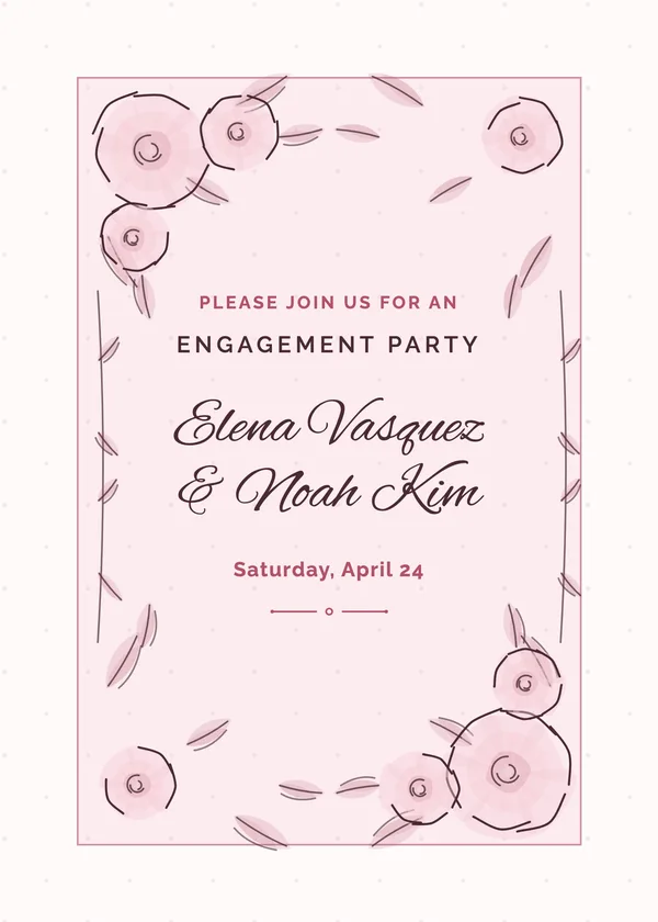 Watercolor Border — Watercolor Florals engagement invitation