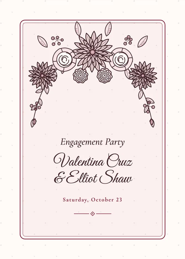 Burgundy Garland invitation in burgundy