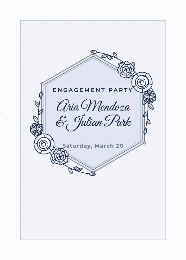 Hexagon Florals — Rose Gold Geometric engagement invitation