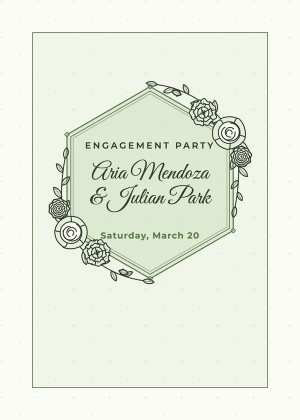 Hexagon Florals — Rose Gold Geometric engagement invitation