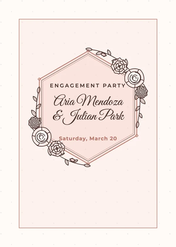 Hexagon Florals — Rose Gold Geometric engagement invitation
