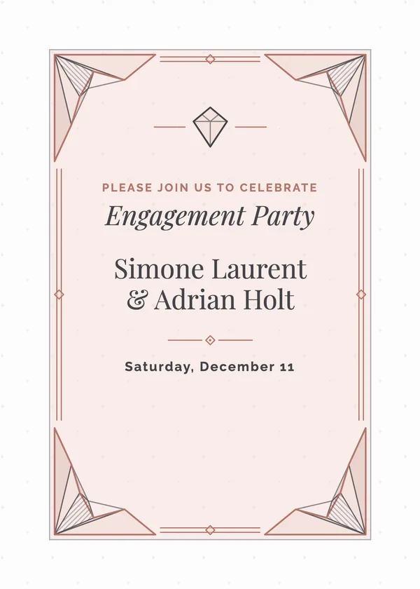 Geometric Border — Rose Gold Geometric engagement invitation