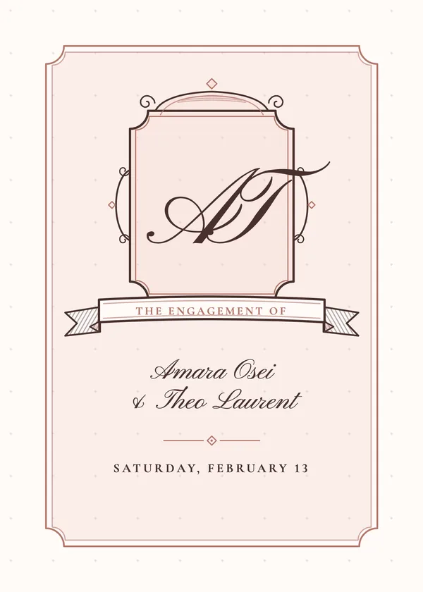 Victorian Cartouche — Interlaced Monogram engagement invitation